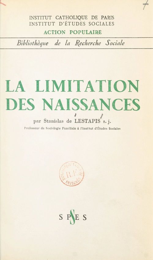 ebook cover of La limitation des naissances, by Stanislas De Lestapis