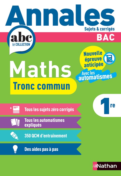 ebook cover of Annales Bac Maths 1ère - Tronc commun, by Joel Ternoy, Isabelle Strancar