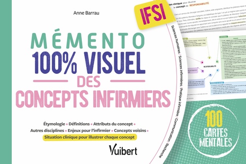 Couverture ebook de Mémento 100% visuel des concepts infirmiers, de Anne Barrau