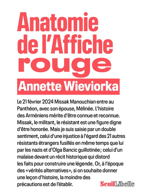 ebook cover of Anatomie de l'Affiche rouge, by Annette Wieviorka