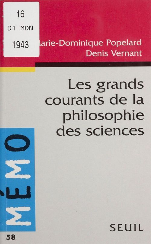 ebook cover of Les Grands Courants de la philosophie des sciences, by Popelard, Vernant
