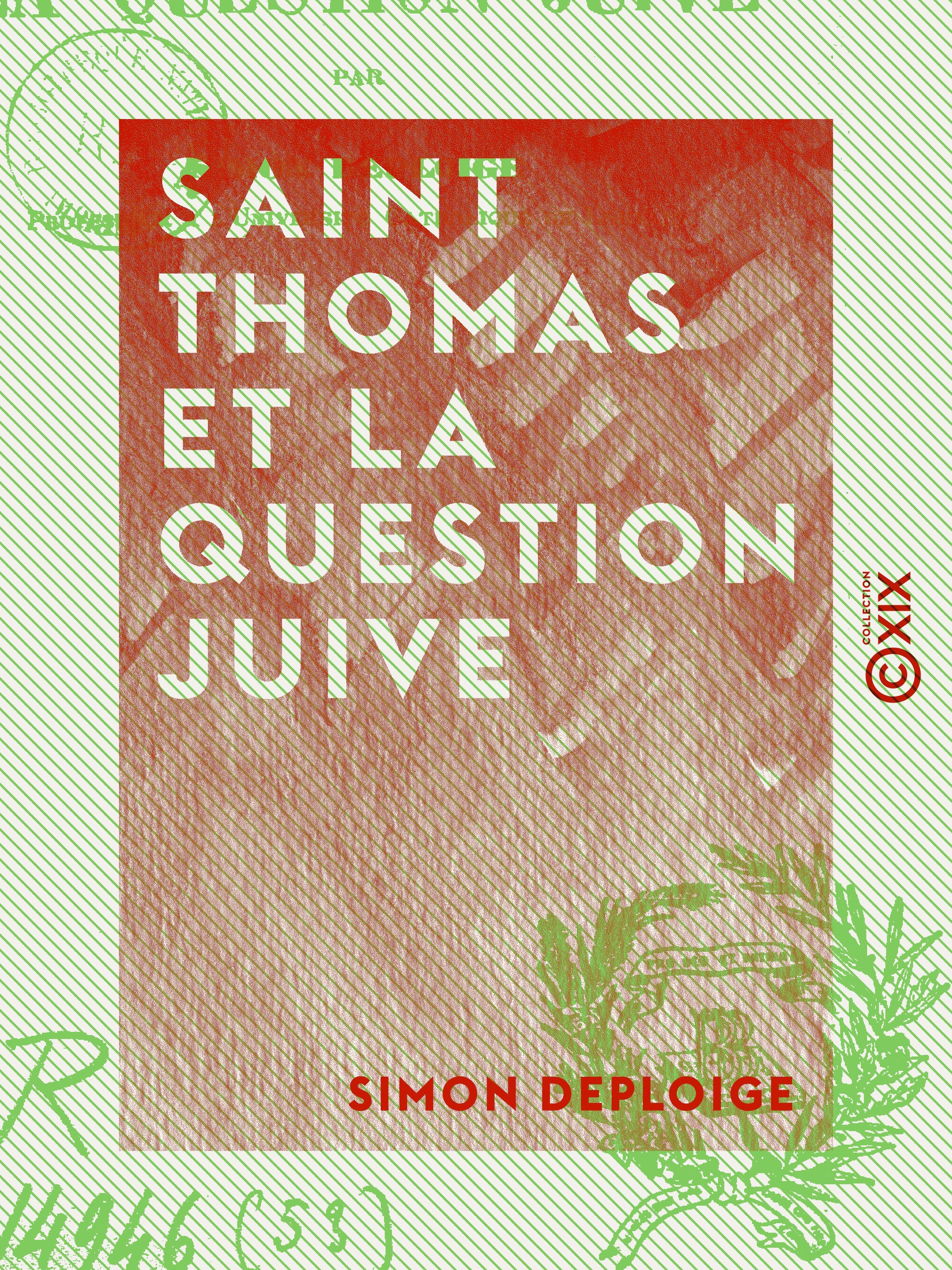 ebook cover of Saint Thomas et la question juive, by Simon Deploige