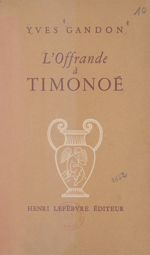 Couverture ebook de L'offrande à Timonoé, de Yves Gandon