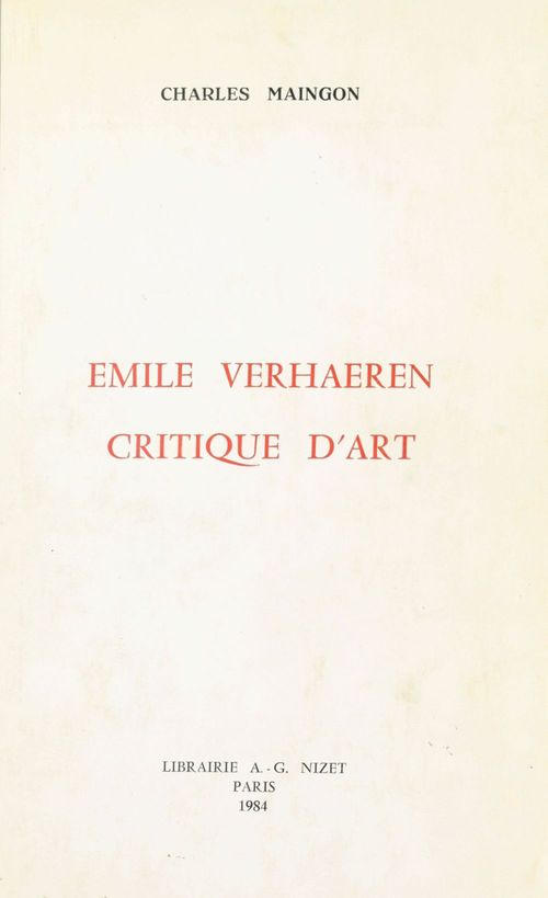 Couverture ebook de Émile Verhaeren critique d'art, de Maignon