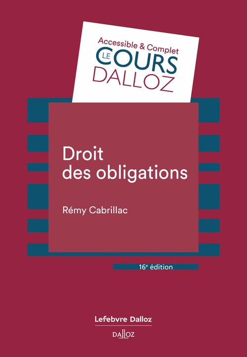 ebook cover of Droit des obligations 16ed, by Rémy Cabrillac