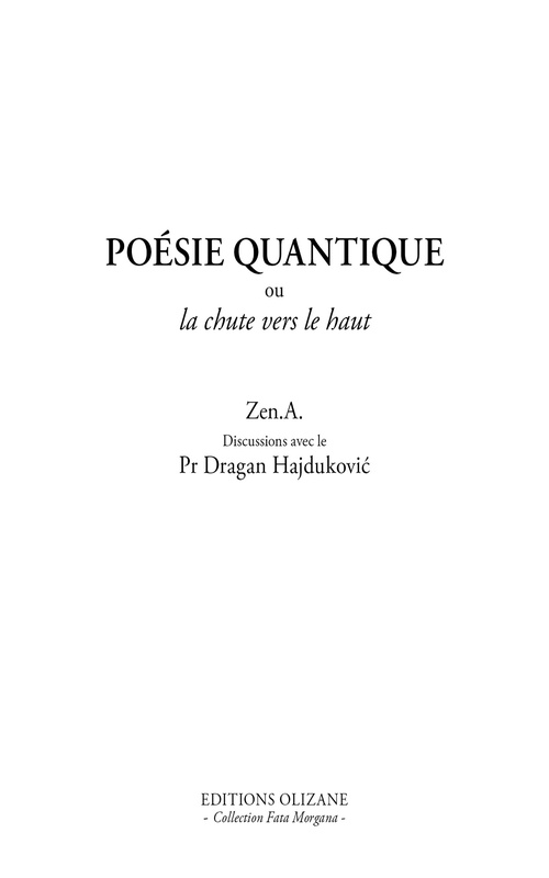 Couverture ebook de Poésie quantique ou la chute vers le haut, de ZEN.A