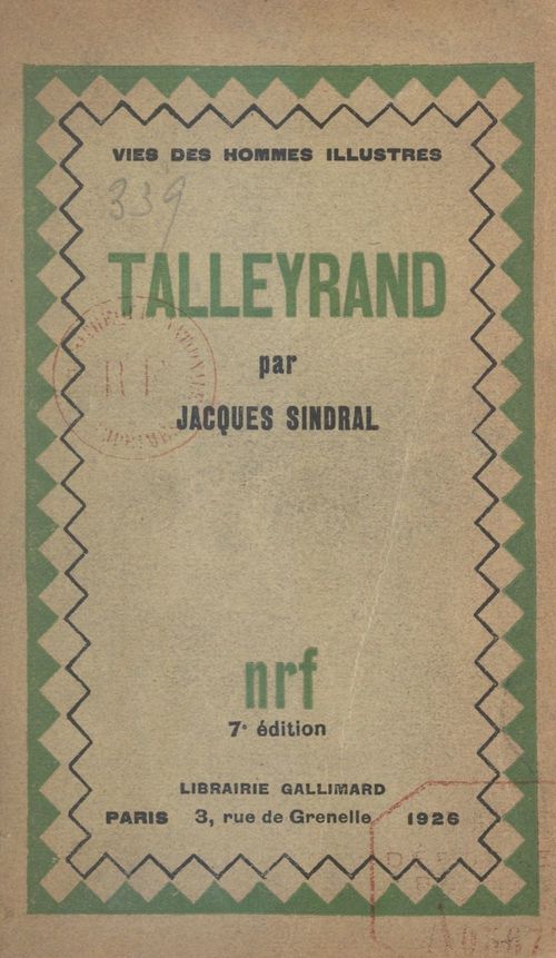 Couverture ebook de Talleyrand, de Jacques Sindral