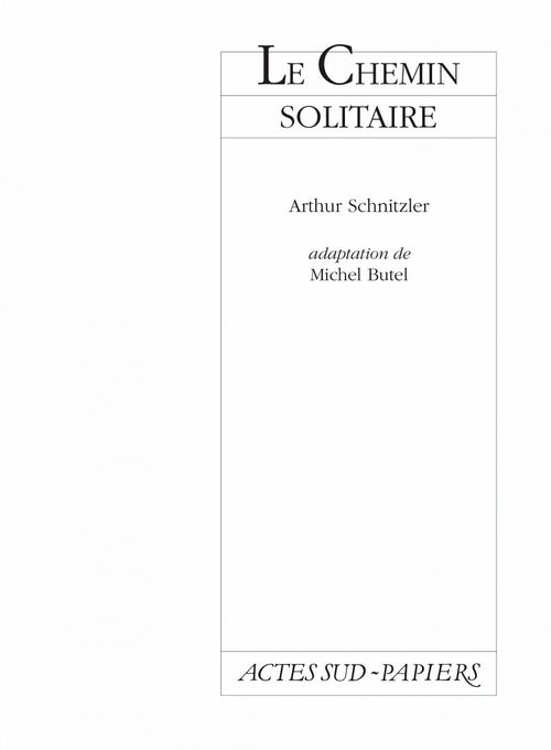 ebook cover of Le chemin solitaire, by Arthur Schnitzler
