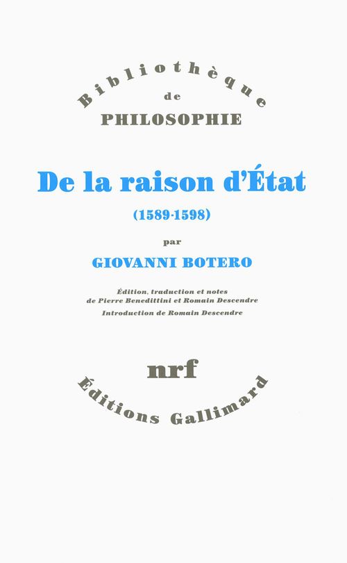 Couverture ebook de De la raison d'État (1589-1598), de Giovanni Botero