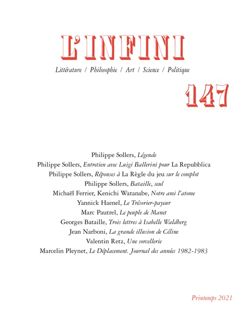 ebook cover of L'Infini N° 147, by Collectif