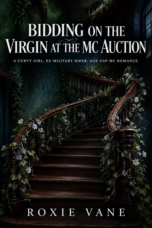 Couverture ebook de Bidding on the Virgin at the MC Auction, de Roxie Vane