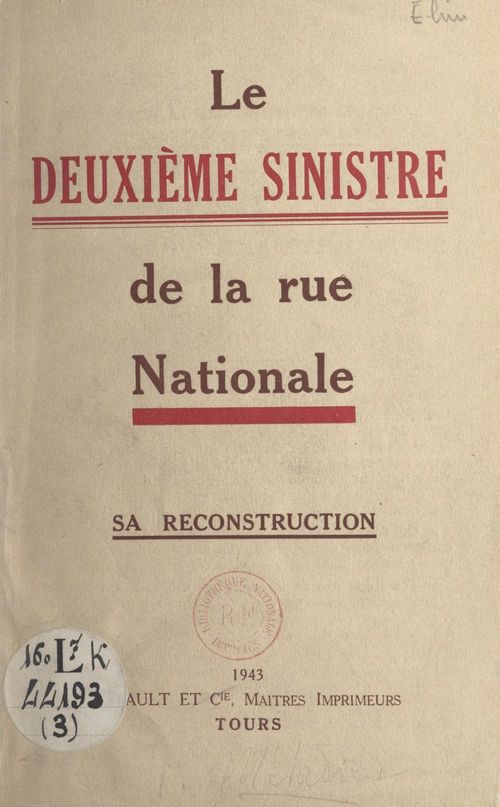 Couverture ebook de Le deuxième sinistre de la Rue Nationale, de Paul Métadier