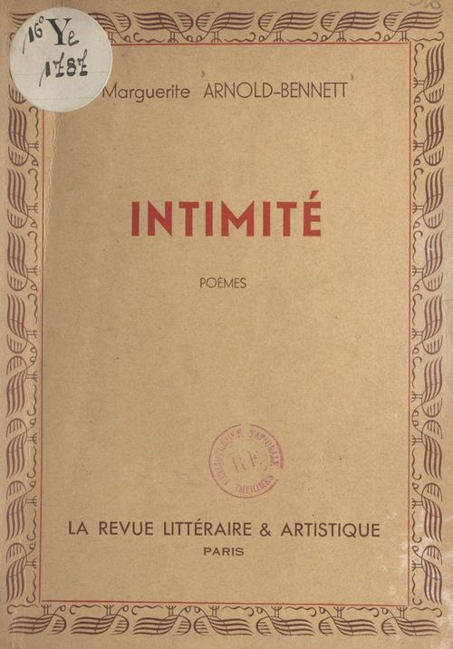 ebook cover of Intimité, by Marguerite Arnold-Bennett