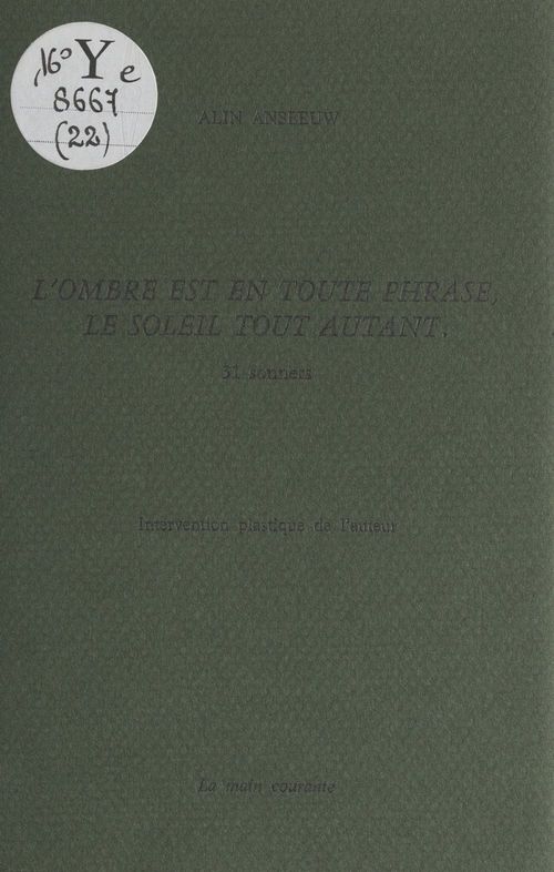 ebook cover of L'ombre est en toute phrase, le soleil tout autant, by Alin Anseeuw
