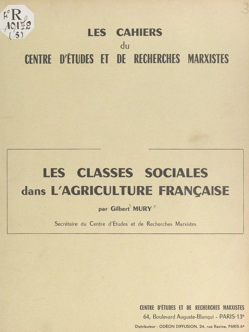 ebook cover of Les classes sociales dans l'agriculture française, by Gilbert Mury