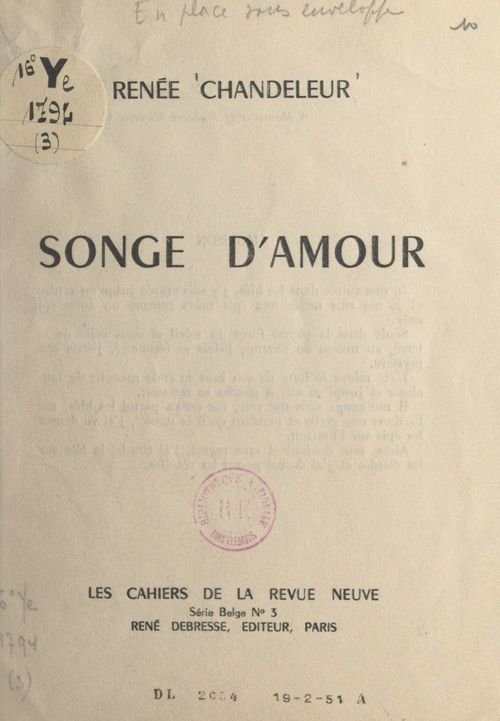Couverture ebook de Songe d'amour, de Renee Chandeleur