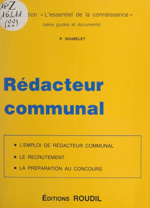 Couverture ebook de Rédacteur communal, de Pierre Soubelet