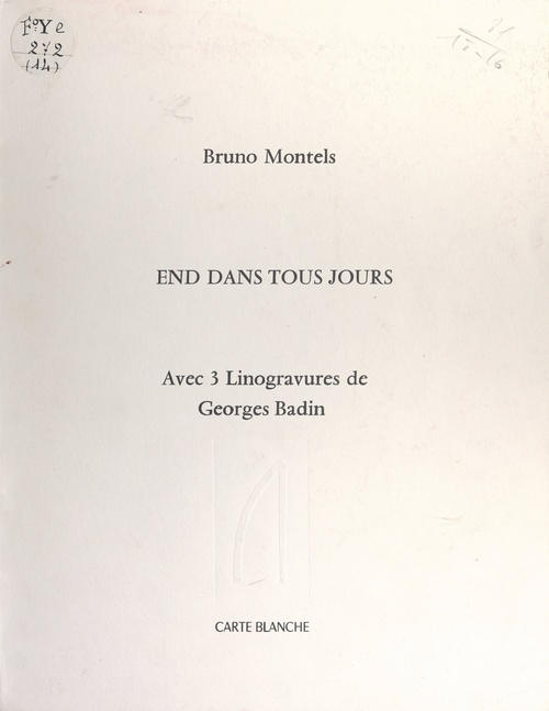 Couverture ebook de End dans tous jours, de Bruno Montels