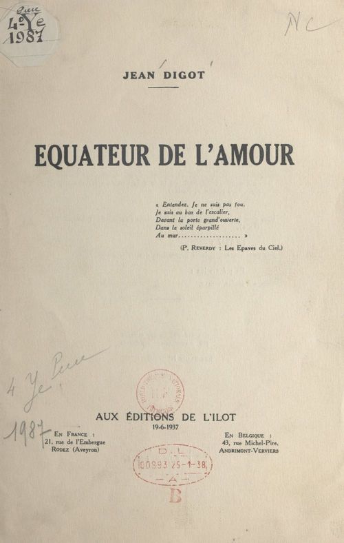 ebook cover of Équateur de l'amour, by Jean Digot