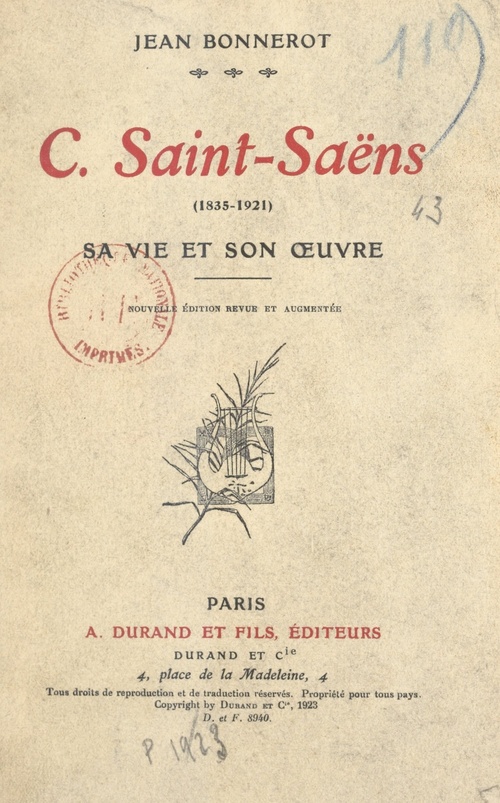 Couverture ebook de C. Saint-Saëns (1835-1921), de Jean Bonnerot