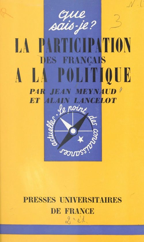 Couverture ebook de La participation des Français à la politique, de Alain Lancelot, Jean Meynaud