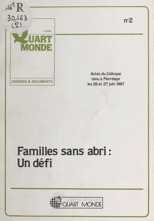 Couverture ebook de Familles sans abri : Un défi, de Cecile Vorms, Mouvement Atd Quart Monde. Institut De R