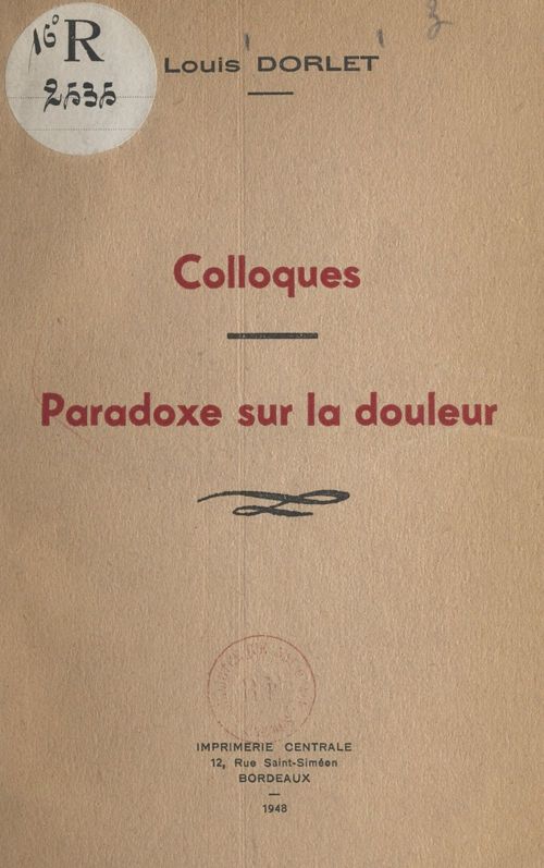 ebook cover of Colloques, by Louis Dorlet