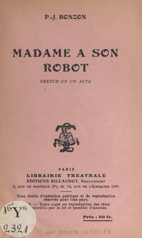 Couverture ebook de Madame à son robot, de Paul-jacques Bonzon
