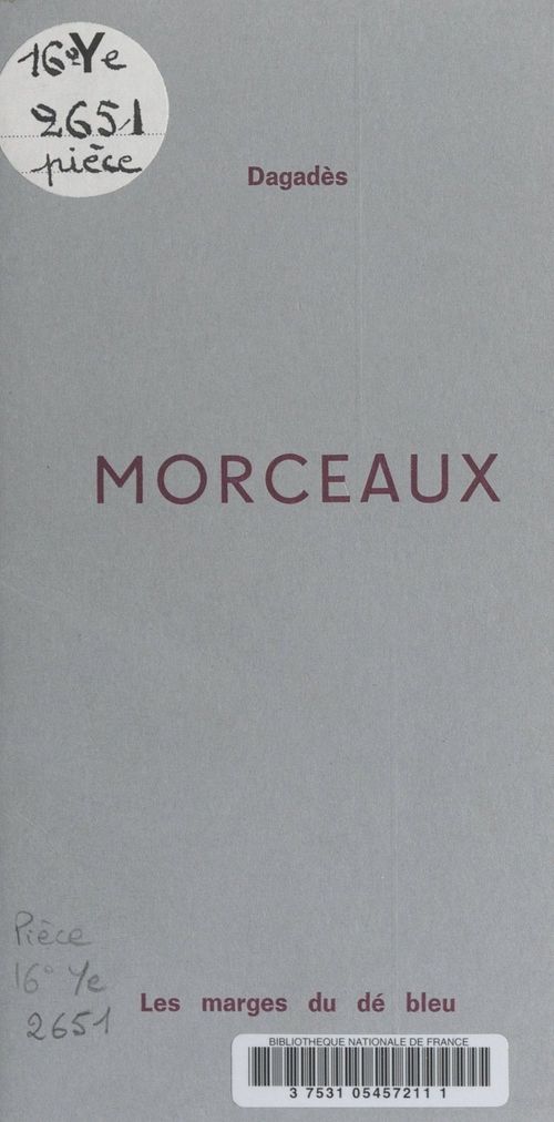 Couverture ebook de Morceaux, de Dagadès