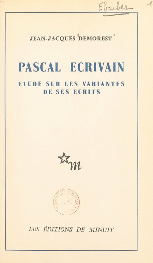 Couverture ebook de Pascal, écrivain, de Jean-Jacques Demorest