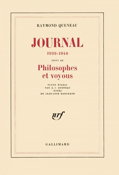 Couverture ebook de Journal (1939-1940) / Philosophes et voyous, de Raymond Queneau