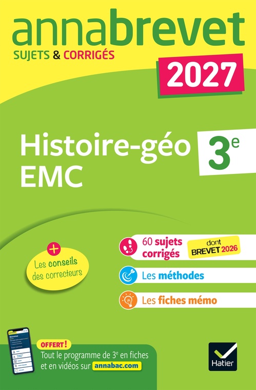 Couverture ebook de Annales du brevet 2027 - Annabrevet Histoire-géographie EMC 3e, de Christophe Clavel, Jean-François Lecaillon