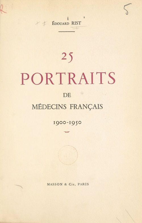 ebook cover of 25 portraits de médecins français, by Edouard Rist