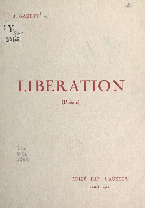 Couverture ebook de Libération, de Jean Gahety