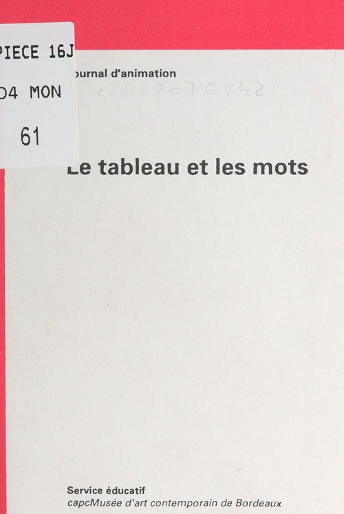 ebook cover of Le tableau et les mots, by Service Educatif Du Capc-Musee D'Art Con
