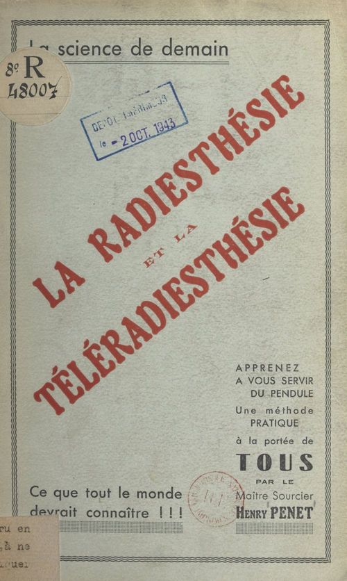 Couverture ebook de La radiesthésie et la téléradiesthésie, de Henri Penet