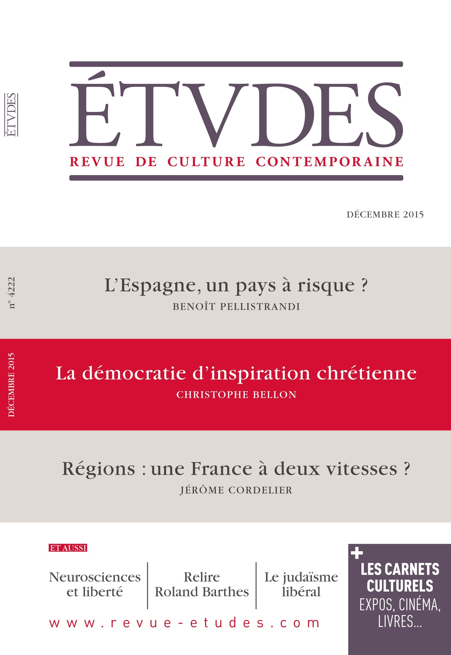 ebook cover of Etudes Décembre 2015, by Collectif