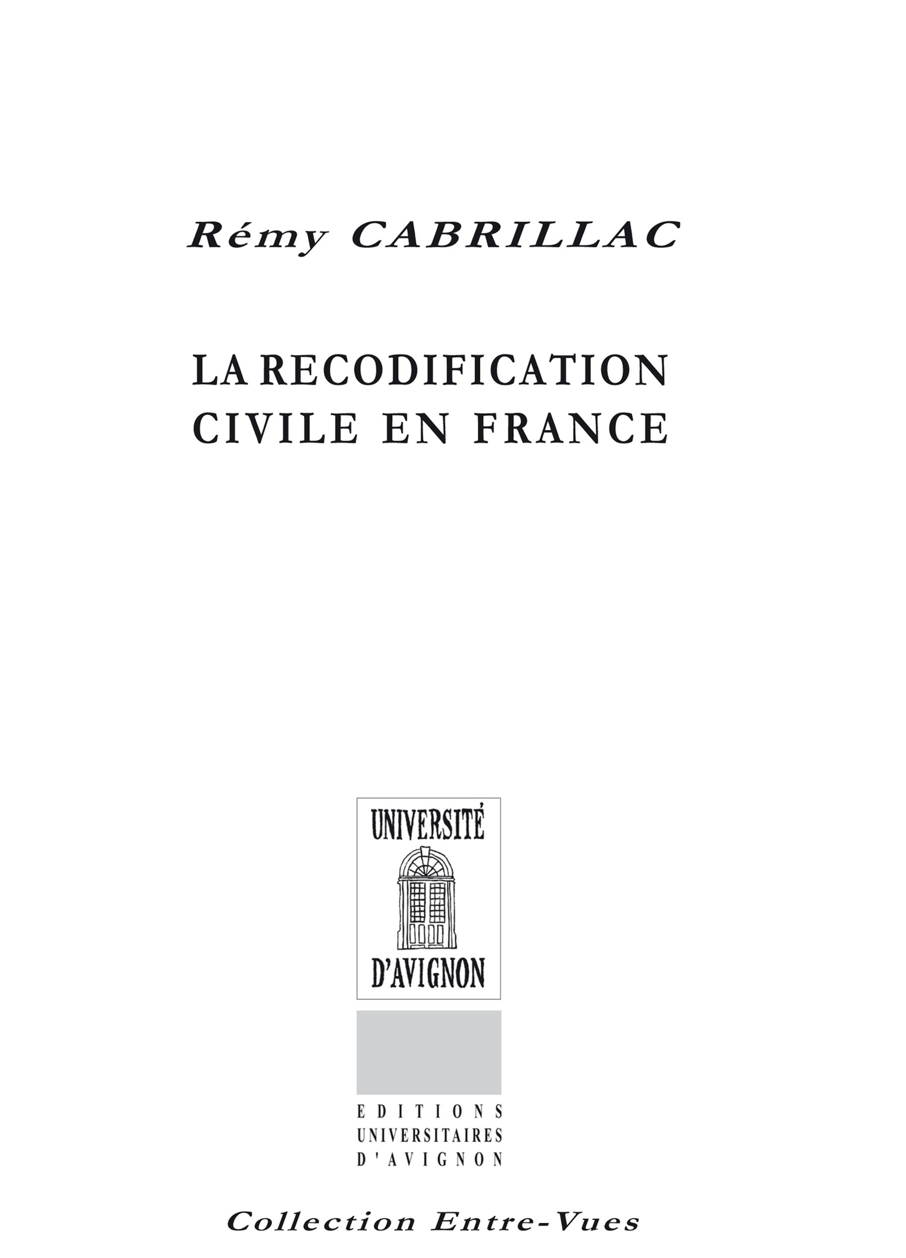 ebook cover of La Recodification civile en France, by Rémy Cabrillac