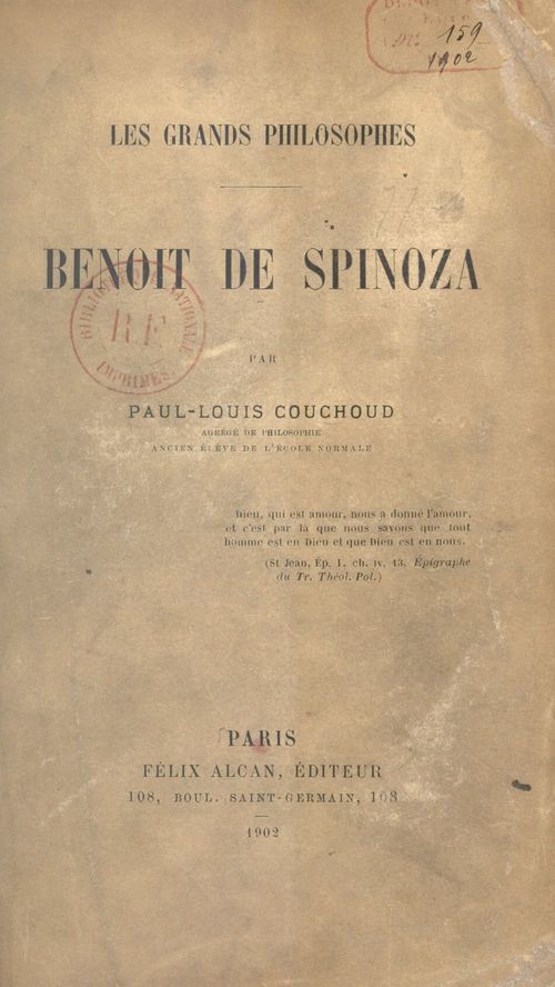 Couverture ebook de Benoit de Spinoza, de Paul-Louis Couchoud
