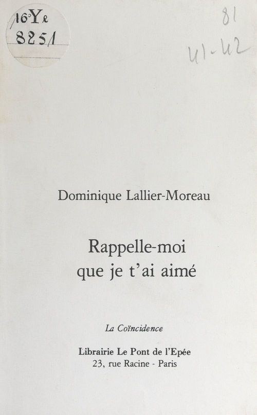 Couverture ebook de Rappelle-moi que je t'ai aime, de Dominique Lallier-Moreau