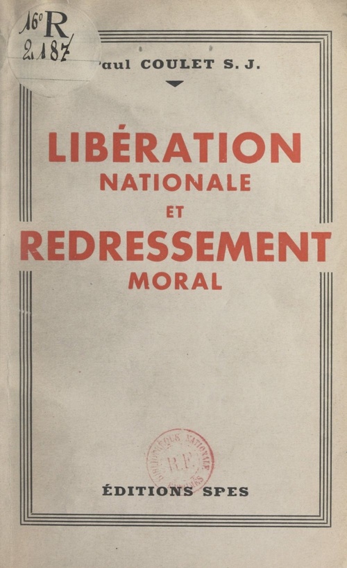ebook cover of Libération nationale et redressement moral, by Paul Coulet