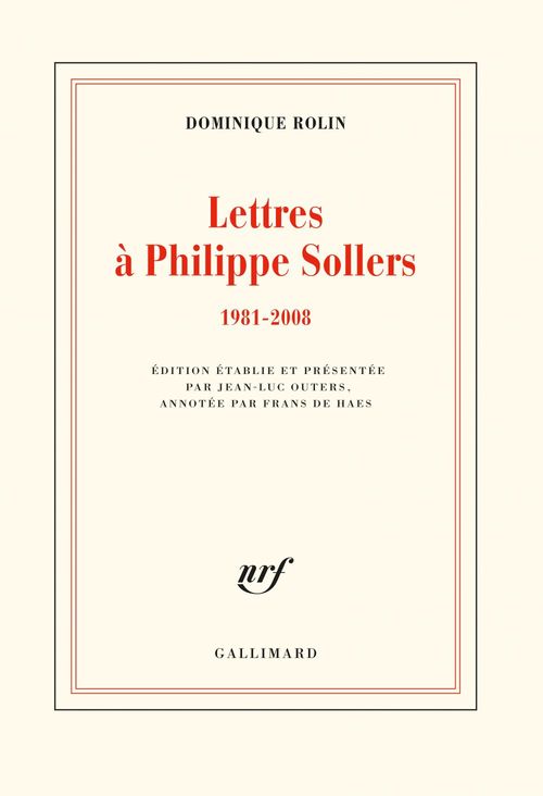 Couverture ebook de Lettres à Philippe Sollers (1981-2008), de Dominique Rolin