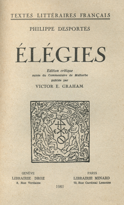 ebook cover of Elégies, by Philippe Desportes