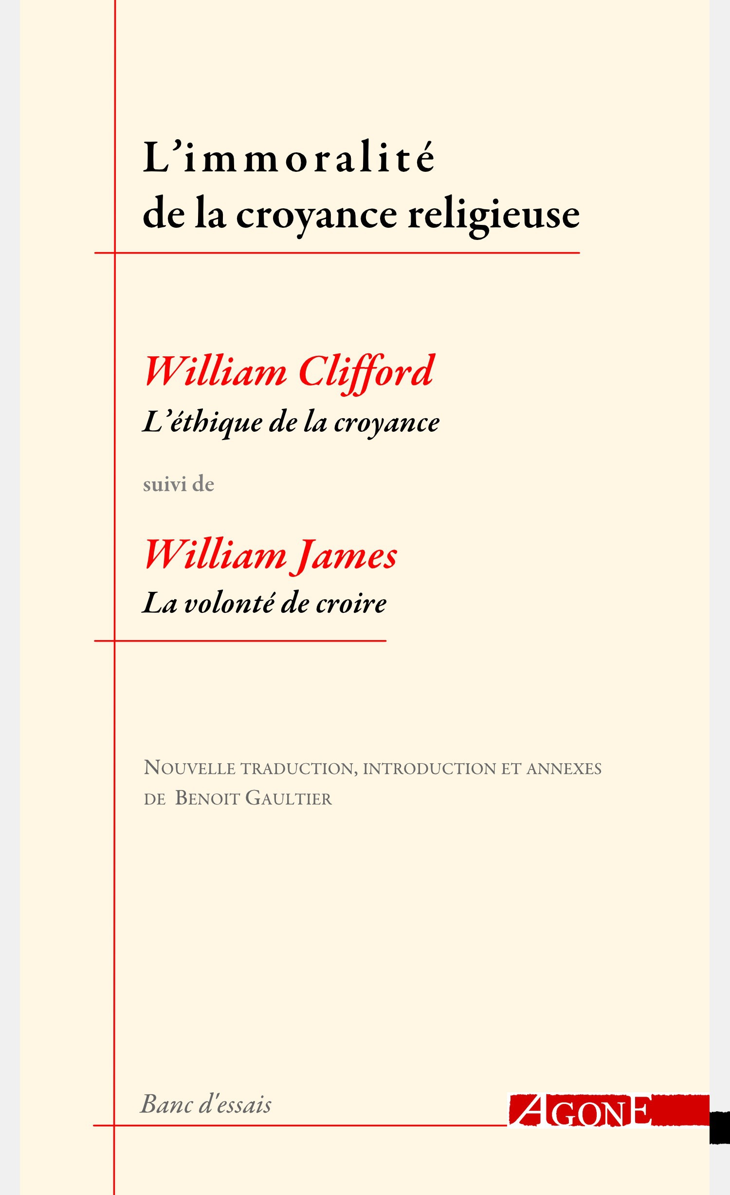 ebook cover of L´Immoralité de la croyance religieuse, by William Clifford, William James