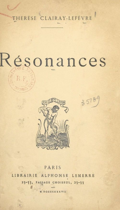 Couverture ebook de Résonances, de Therese Clairay-Lefevre