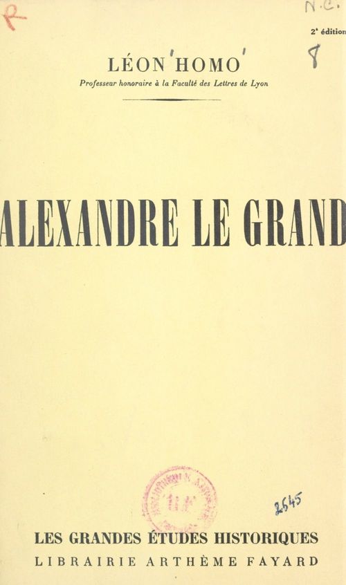 ebook cover of Alexandre Le Grand, by Léon Homo