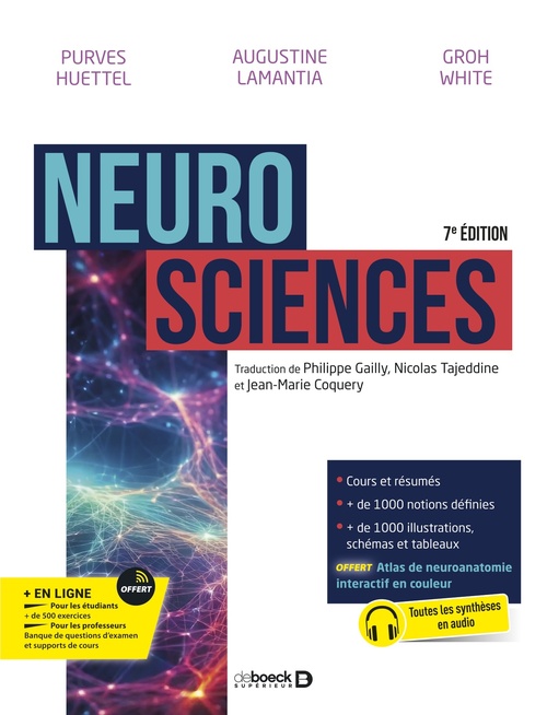 Couverture ebook de Neurosciences, de Dale Purves, George J Augustine, Jennifer M. Groh, Scott A. Huettel, Anthony-Samuel LaMantia, Léonard White