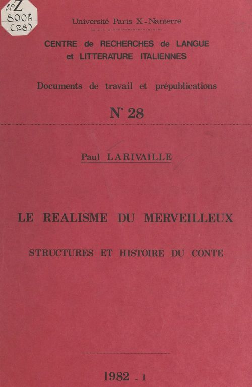 ebook cover of Le réalisme du merveilleux, by Paul Larivaille