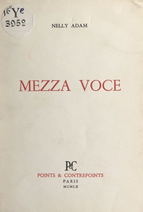Couverture ebook de Mezza voce, de Nelly Adam