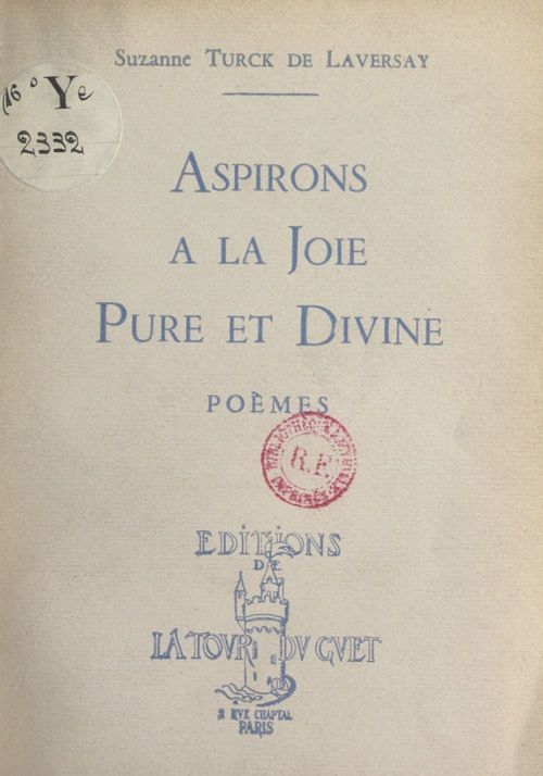 Couverture ebook de Aspirons à la joie pure et divine, de Suzanne Turck De Laversay